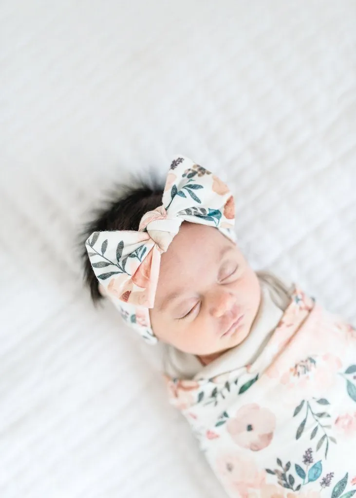 Copper Pearl - Knit Headband Bow - Autumn