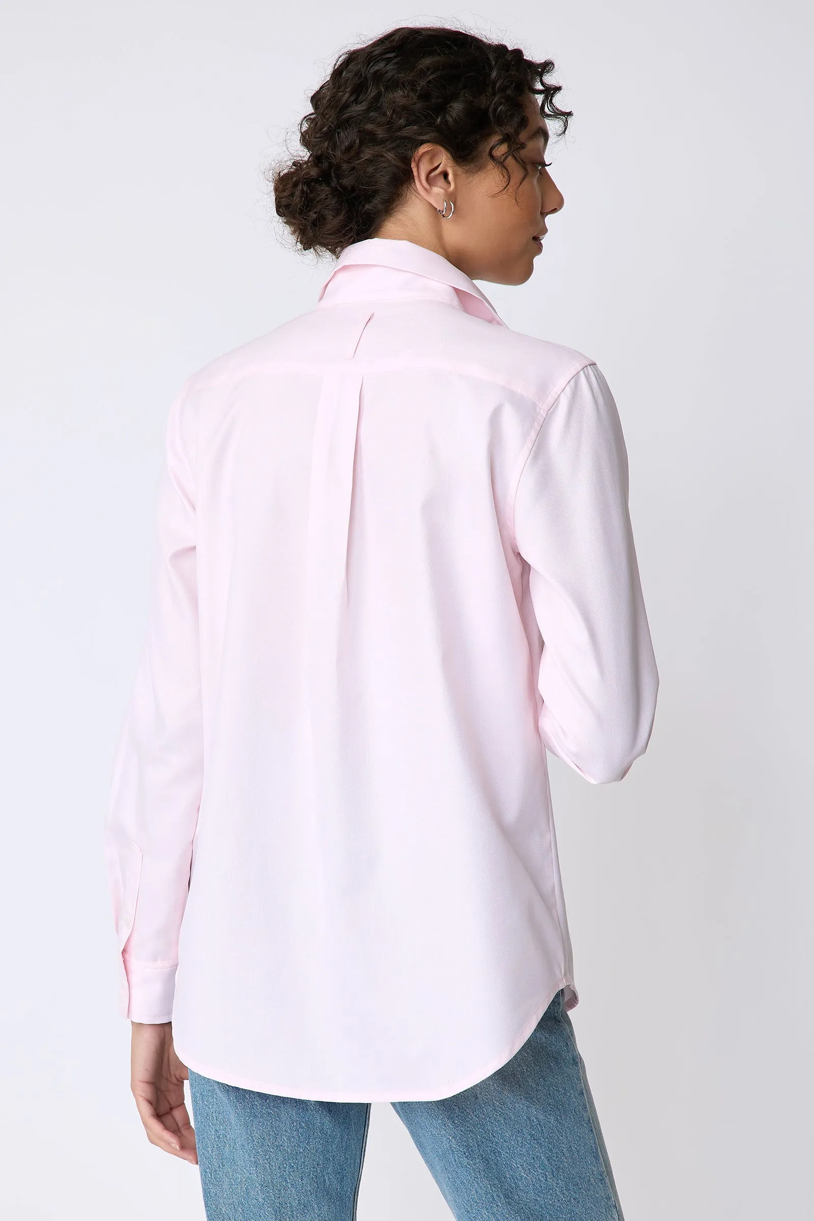 Ginna Box Pleat Shirt - Pink Pinpoint Oxford