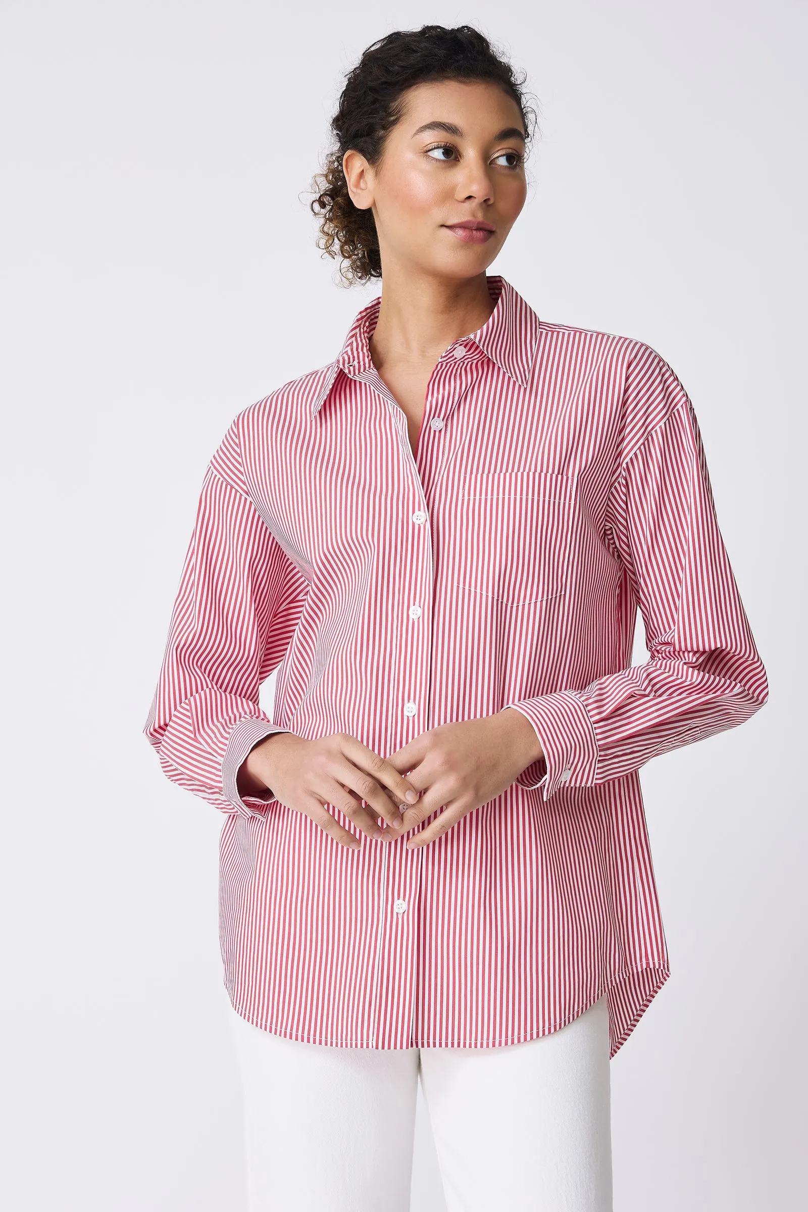 Joni Boyfriend Shirt - Miami Stripe Red