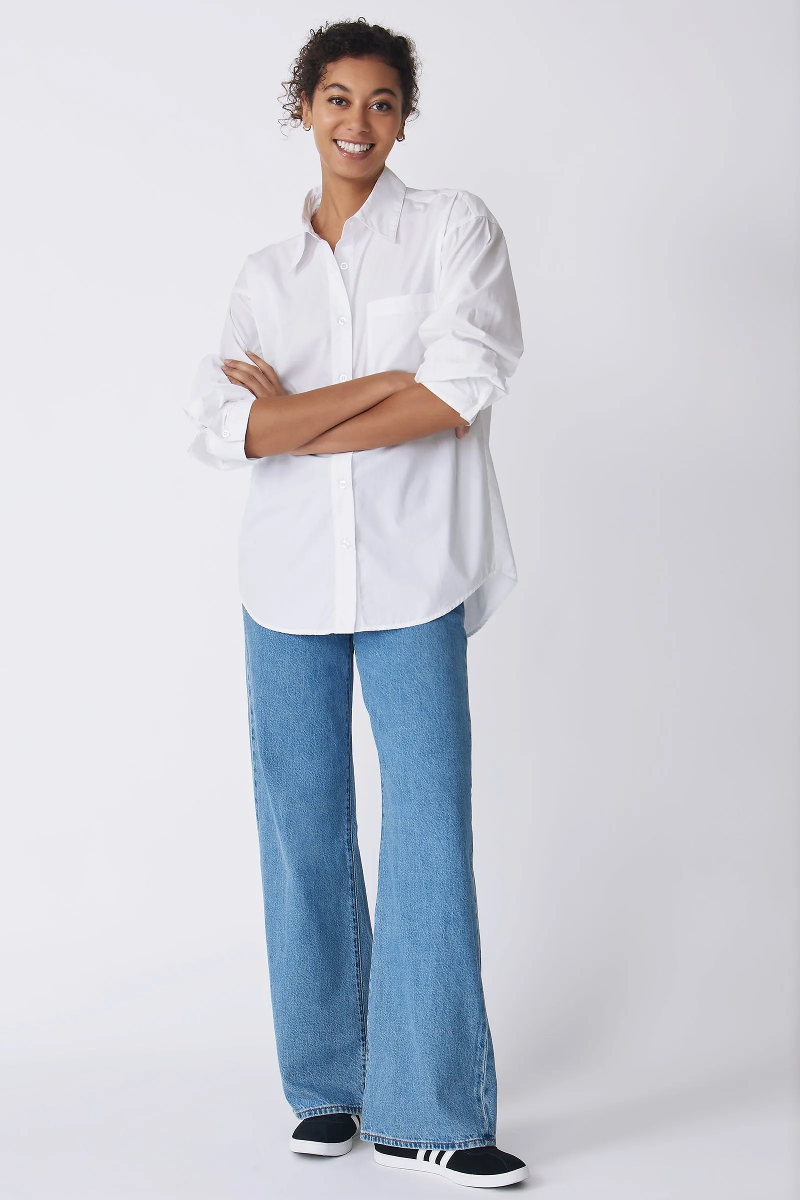 Joni Boyfriend Shirt - White Poplin