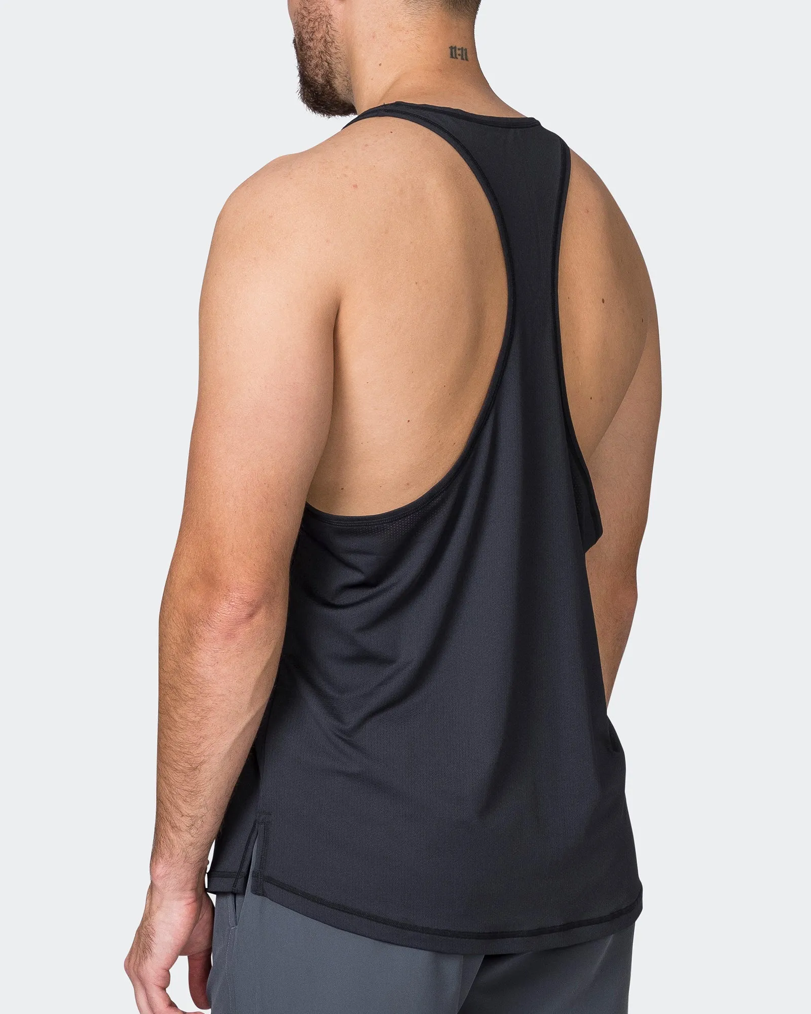 Mesh Y Back Singlet - Black