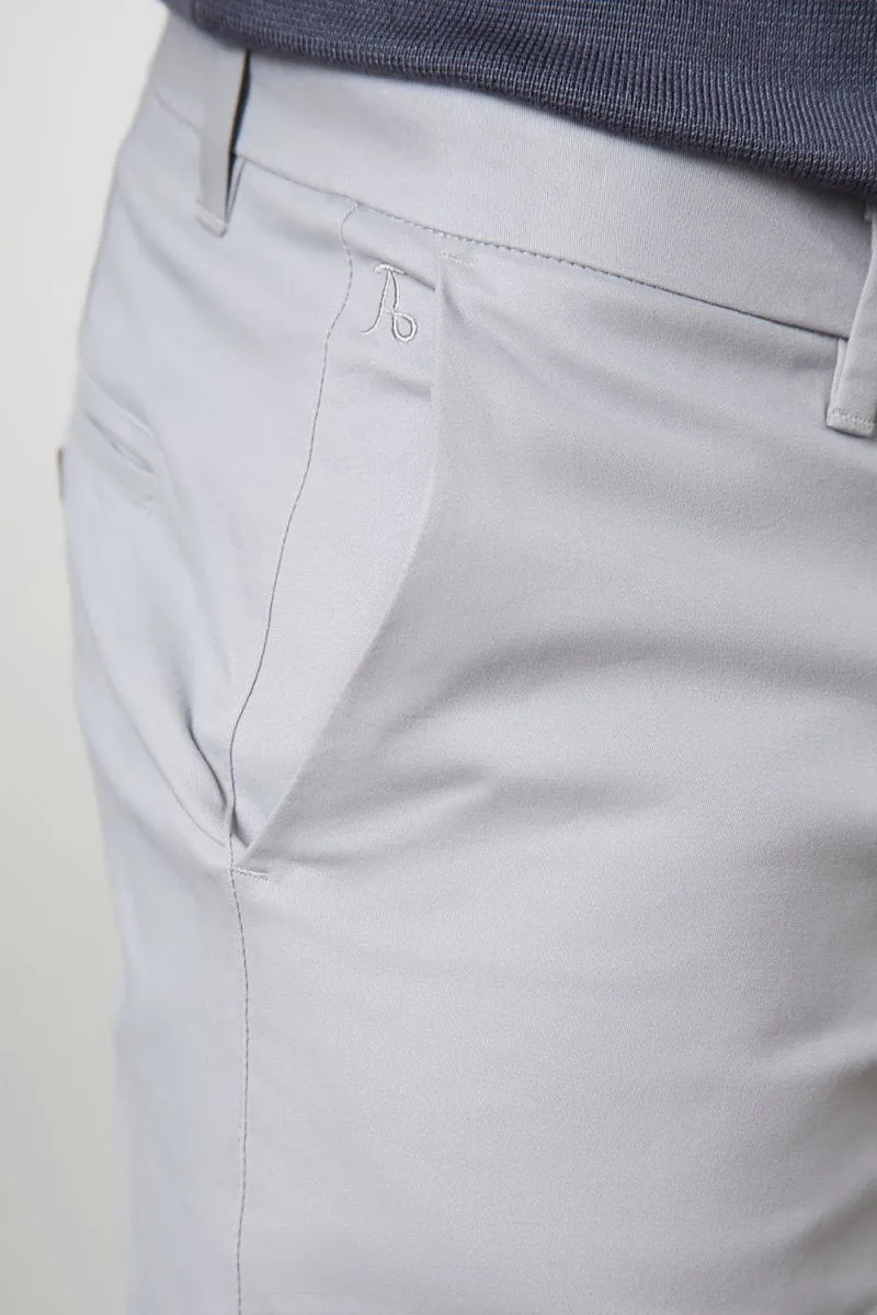 Muscle Fit Chino Shorts - Shorter Length in Pale Grey