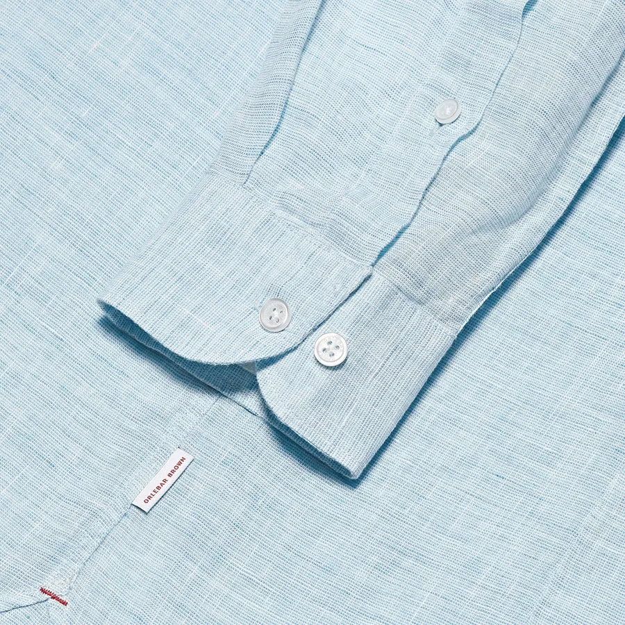 Orlebar Brown - Giles Linen Tailored Fit Shirt in Pale Blue
