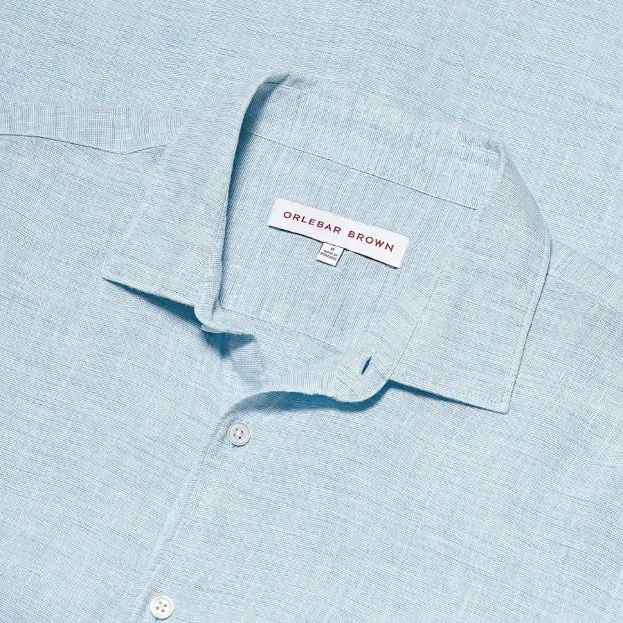 Orlebar Brown - Giles Linen Tailored Fit Shirt in Pale Blue
