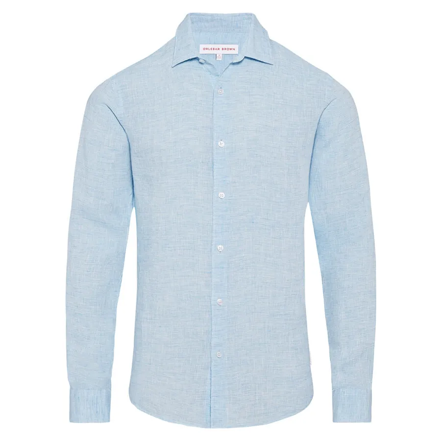 Orlebar Brown - Giles Linen Tailored Fit Shirt in Pale Blue