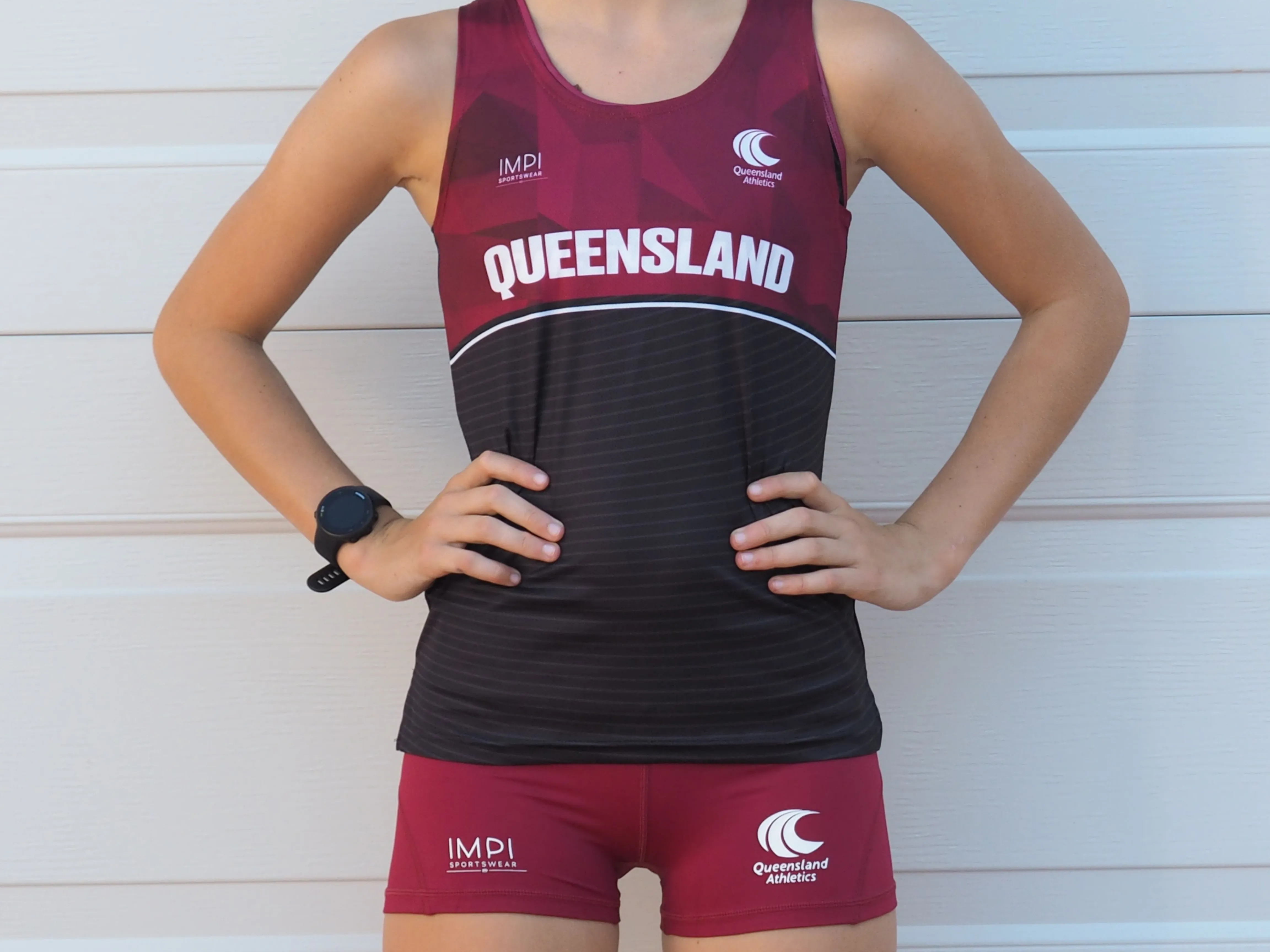 QLD Athletics - Ladies Maroon and Black Singlet