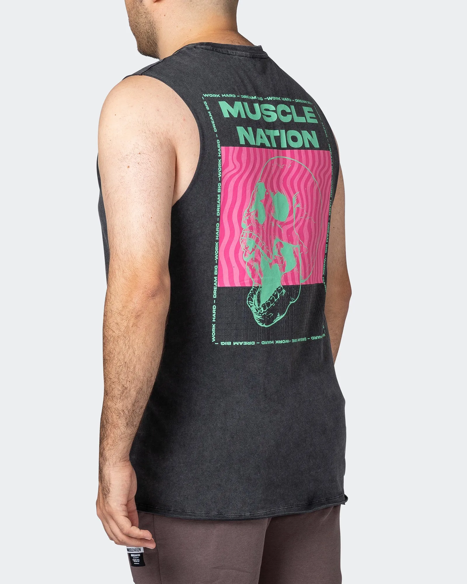 Skull Vintage Tank - Washed Black