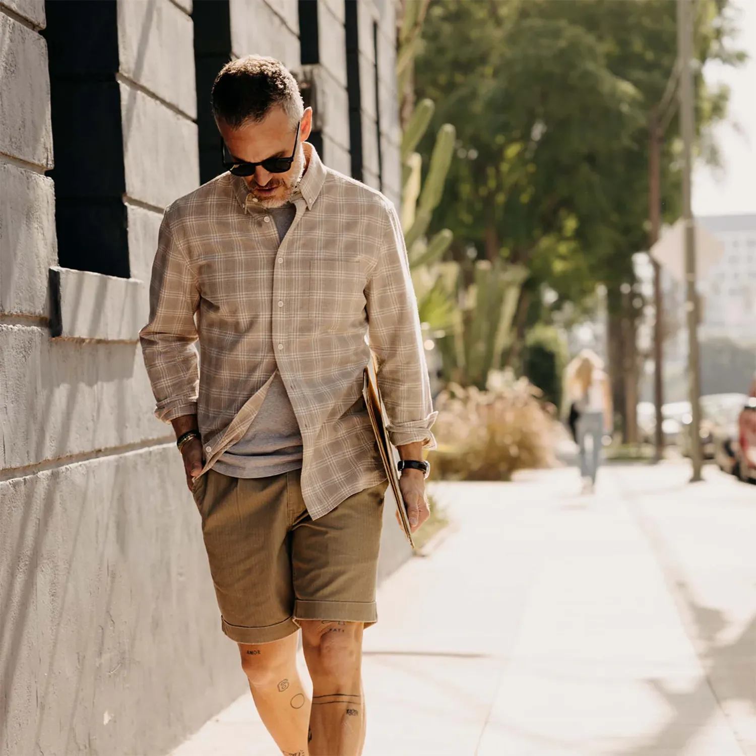 The Jack Shirt in Flax Heather Plaid