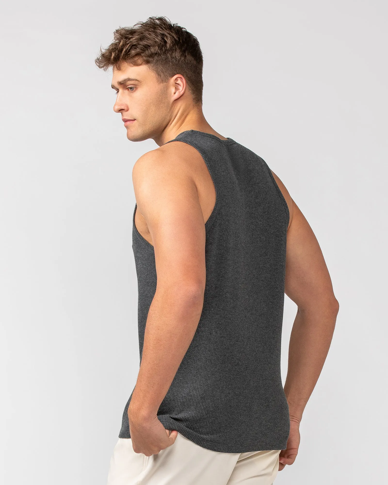 Waffle Tank - Charcoal Marl